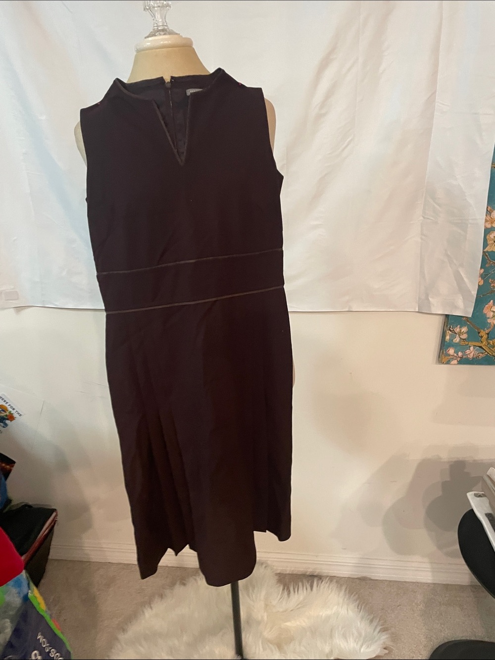 LOFT Black Sleeveless Midi Dress